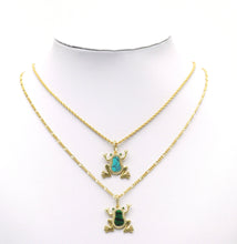 Load image into Gallery viewer, CZ Malachite Turquoise Frog Charm, Sku#L679
