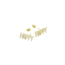 Load image into Gallery viewer, Clear CZ Happy Gold Stud Earrings, Sku#A344