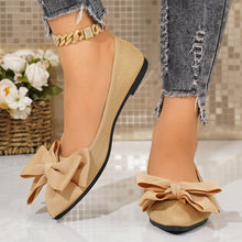 Load image into Gallery viewer, Women's Plus-Size Bow-Tie Slip-On Loafer Shoes | Pointed Toe, Low Heel, Cotton Upper