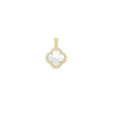 Load image into Gallery viewer, Clear CZ Double sided Mother of Pearl Gold flower Charm Pendant,Sku#LX881