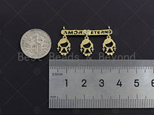 Load image into Gallery viewer, 18K Shiny Gold Friends Connector Pendant, Fridends Necklace pendant, Girl Charm, Personalized Charm, Pave pendant, 18x30mm, sku#LK15