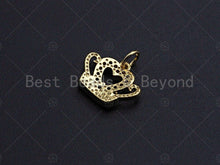 Load image into Gallery viewer, 18K Gold Micro CZ Pave Dainty Crown Pendant, Gold Crown Charm,  Crown Beads, Jewelry Findings, 9x12mm, sku#LK37