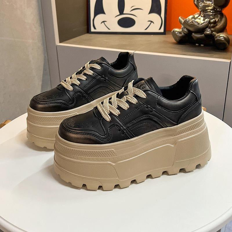 Women's Platform Sneakers Height Increasing Chunky Shoes White Black