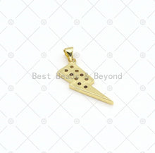 Load image into Gallery viewer, CZ Micro Pave Lighting Shape Pendant, 18K Gold Filled Lighting Charm, Necklace Bracelet Charm Pendant,Sku#LK507