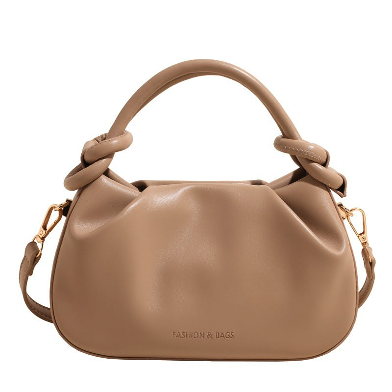 Women's Cloud Pleated Crossbody Bag - Minimalist PU Leather Shoulder Bag with Adjustable Strap