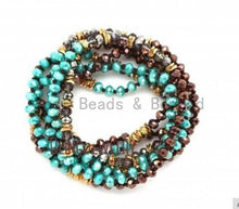 Load image into Gallery viewer, NEW Color 60 Long Hand Knotted Mixed Color Crystal Necklace Chain, Double Wrap Necklace, 5x8mm Crystal with Brass Spacer Beads, Sku#DS2