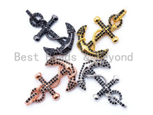 Load image into Gallery viewer, Black CZ Micro Pave Anchor Pendant/Charm,Men's Jewelry Findings,21x36mm,sku#L58