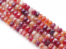 Load image into Gallery viewer, Mystic Natural Orange Red Banded Agate Rondelle Faceted Beads, SKu#UA269