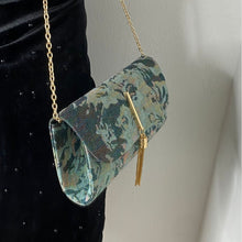 Load image into Gallery viewer, Embroidered Floral Evening Clutch Bag - Rhinestone Chain Shoulder Bag for Women