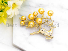 Load image into Gallery viewer, CZ Micro Pave Elk Reindeer Brooch Pin Pendant, Sku#P40