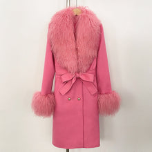 Load image into Gallery viewer, Long Double-faced Wool Coat With A Shearling Collar