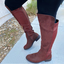 Load image into Gallery viewer, Women's Patchwork Knee-High Boots - Round Toe Chunky Heel Winter Boots with Side Zipper