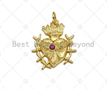 Load image into Gallery viewer, Fuchsia CZ Micro Pave Heart Shape Pendant/Charm, 18K Dainty