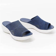 Load image into Gallery viewer, Women's Woven Mesh Platform Sandals | Open-Toe PU Sole Casual Slides