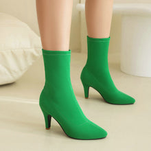 Load image into Gallery viewer, Women's Pointed Toe Stiletto Heel Boots | Slip-On Low Shaft Dress Heels