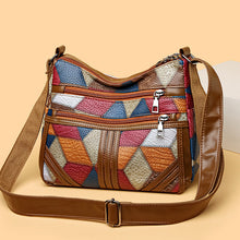 Load image into Gallery viewer, Women's Color-Block Patchwork Crossbody Bag | Multi-Layer PU Leather Shoulder Bag