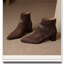 Load image into Gallery viewer, Pointed-Toe Suede Ankle Boots