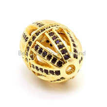 Load image into Gallery viewer, CZ Micro Pave Oval Cage Spacer Beads for Bracelet/Necklace, Black Cubic Zirconia Beads Pave, Men's Jewelry Making, 17x12mm,sku#G57