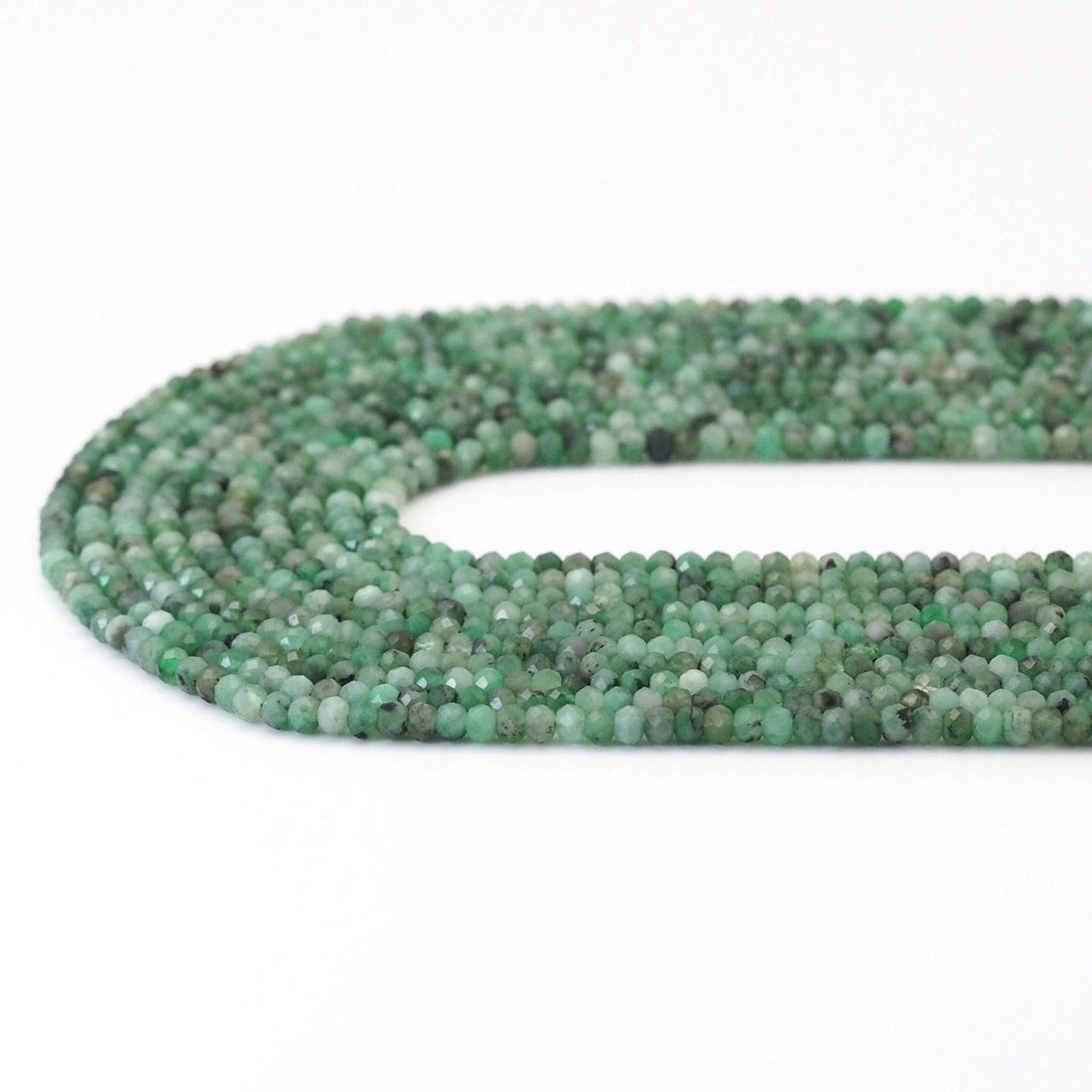 Genuine Emerald Faceted Rondelle Beads, Sku#U1694