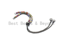 Load image into Gallery viewer, Sliding adjustable Rainbow CZ Bracelet, connector link findings,Sku#A97