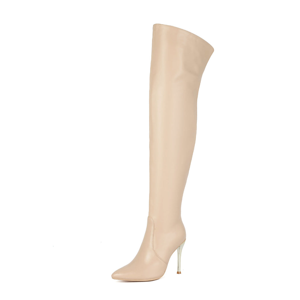 Women's Pointed-Toe Stiletto Over-the-Knee Boots - High Heel Fashion Boots