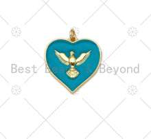 Load image into Gallery viewer, Gold Eagle On Colorful Enamel Heart Shape Pendant,18K gold Filled Heart Shape charm,Enamel Pendant,Enamel Jewelry,23x22mm,sku#L586