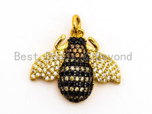 Load image into Gallery viewer, BEE Inspired Charm, CZ Micro Pave Inspired insect Charm, Pave Bug Charm, Gold/Rose Gold/Silver/Black, 19x22x5mm,SKU#F435