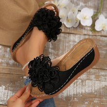 Load image into Gallery viewer, Women's Floral Wedge Sandals | Platform Mule Slides with Adjustable Ankle Strap