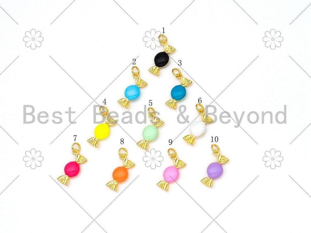 Colorful Enamel Candy Shape Pendant, 18K Gold Filled Candy Charm,Enamel Jewelry Findings, 18x8mm,Sku#F1421