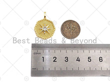 Load image into Gallery viewer, Big CZ Micro Pave North Star On Octagon Shape Pendant/Charm,Dainty Gold/Silver Charm, Necklace Bracelet Charm Pendant,19x25mm, Sku#B127