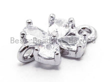 Load image into Gallery viewer, Clear CZ Micro Pave Four Leaf Flower Connector, SKU#A67