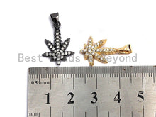 Load image into Gallery viewer, CZ Micro Pave Maple Leaf Flower Shaped Pendant/Charm, Cubic Zirconia Pendant Charm,14x21mm,sku#F915