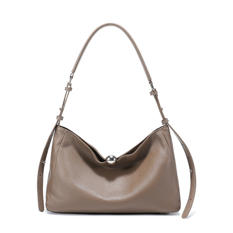 Luxury Genuine Leather Women's Pillow Bag – Full-Grain Cowhide Crossbody Handbag