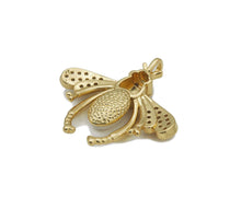 Load image into Gallery viewer, Large Pave CZ Gold Pearl Bee Insect Charm, Sku#LX147