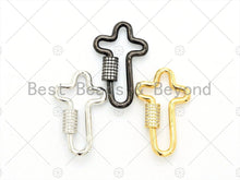 Load image into Gallery viewer, CZ Micro pave Cross Clasp, Gold/Rose gold/Black/Silver, Carabiner Claps, 20x32mm, Fashion Jewelry, sku#H132