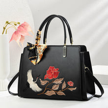 Load image into Gallery viewer, Chinese Embroidered Crane Crossbody Tote Bag for Women - Fashion Handbag with Multiple Compartments