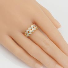 Load image into Gallery viewer, Gold Silver Baguette CZ Gold Link Adjustable Ring, Sku#A145