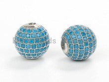 Load image into Gallery viewer, 6mm/8mm/10mm/12mm Micro Pave Turquoise CZ Stone Round Ball,sku#G308T