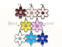 Load image into Gallery viewer, 38mm LARGE NEW Enamel Colorful Flower Pendant,CZ Micro Pave Oil Drop Flower pendant,Enamel pendant,Enamel Jewelry,sku#F573