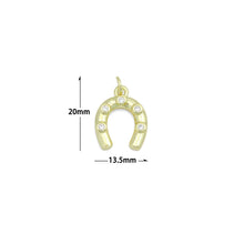 Load image into Gallery viewer, Clear CZ Gold U Shape horseshoe Charm Pendant,Sku#LD717