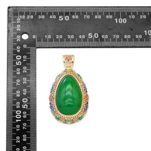 Load image into Gallery viewer, Large Colorful CZ Gold Yellow Green Jade Teardrop Charm, Sku#LX343