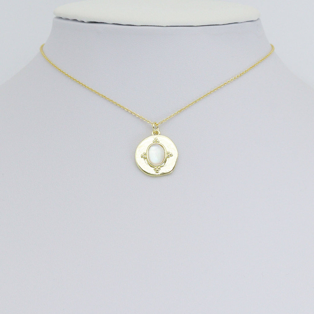Oval Opal On Round Charm Pendant, Sku#LX795