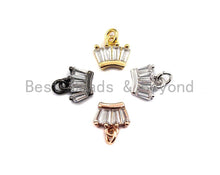 Load image into Gallery viewer, CZ Micro Pave Crown Pendant with Baguette cz ,Gold/Silver/Black/Rose Gold,Cubic Zirconia Jewelry Findings,8x8mm,sku#F917