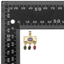 Load image into Gallery viewer, Colorful CZ Gold Rectangle with Dangle Charm, Sku#LK831