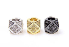 Load image into Gallery viewer, CZ Micro Pave Hexagon Spacer Beads, Big Hole Multi Sided Hex Cubic Beads, Men's Jewerly Findings, 9x7mm,Sku#G119C