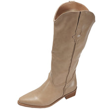 Load image into Gallery viewer, Women's Retro Western Cowboy Boots - Chunky Heel Pointed Toe Mid-Calf Boots with Side Zipper