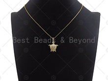 Load image into Gallery viewer, 18K Gold Turtle Pendant,Tortoise Charm, Animal Pave Pendant, Gold Turtle Charm, 21x26mm, Sku#LK51