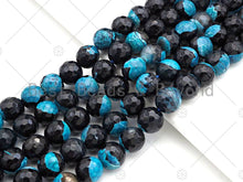 Load image into Gallery viewer, Natural Blue Fire Agate Round Faceted Beads, 8mm/10mm/12mm Blue Black Fire Agate, Natural Agate, 15.5" Full Strand, Sku#U1061