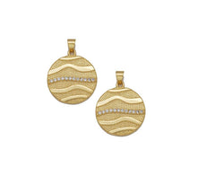 Load image into Gallery viewer, CZ Gold Wave Line Medallion Coin Charm, Sku#LK753