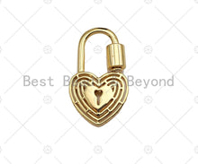 Load image into Gallery viewer, 18K Gold Key Heart Lock Clasp, Gold Heart Shape Clasp, Chain Clasp, Lock clasp, Fancy Lock pendant, 16x28mm,sku#K145